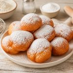 Beignets dores saupoudres de sucre glace