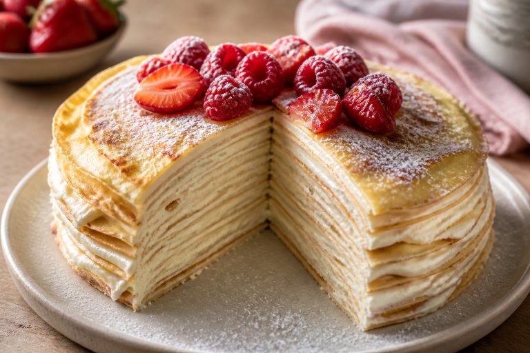 Gateau de crepes gourmand aux fruits rouges