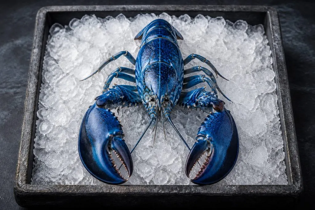 Homard bleu dexception sur lit de glace