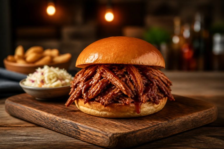 Sandwich pulled pork savoureux