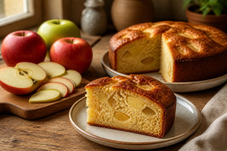 Gateau quatre quarts aux pommes dore